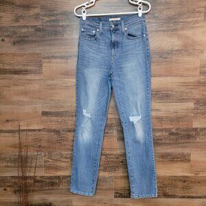 Levi's Jeans Size 29 High Rise Straight 724 Medium Light Wash Ripped Western
